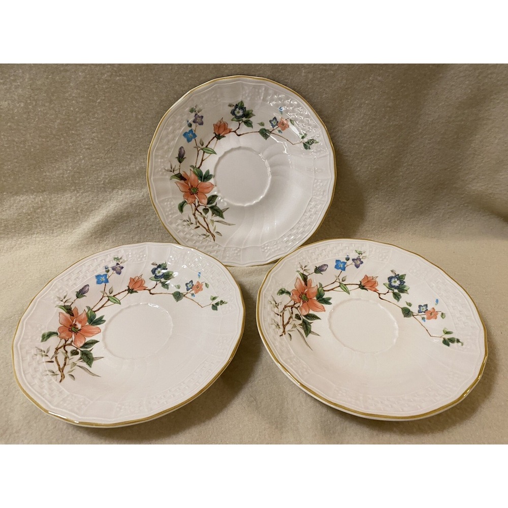 Set of 3 Mikasa RENAISSANCE MONIQUE D4901 6.25" Tea Saucers ~ Excellent Shape